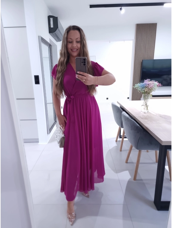 Sukienka AMARENO MAXI L XL XXL elegancka śliwka