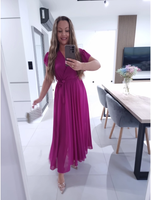 Sukienka AMARENO MAXI L XL XXL elegancka śliwka