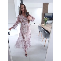 Sukienka OLENA MAXI taliowana siateczkowa XS S M L