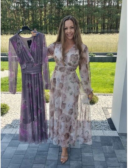 Sukienka maxi siateczkowa elegancka na WESELE S M L