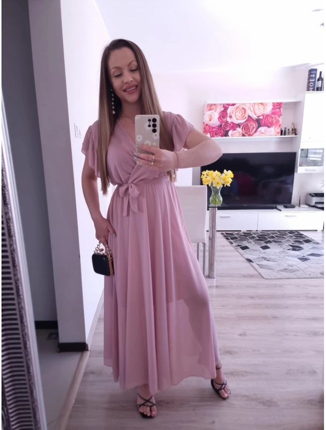 Sukienka AMARENO MAXI  puder róż