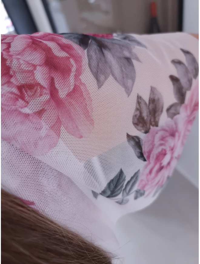 Sukienka siateczkowa KLARA 36-44 ecru peonie