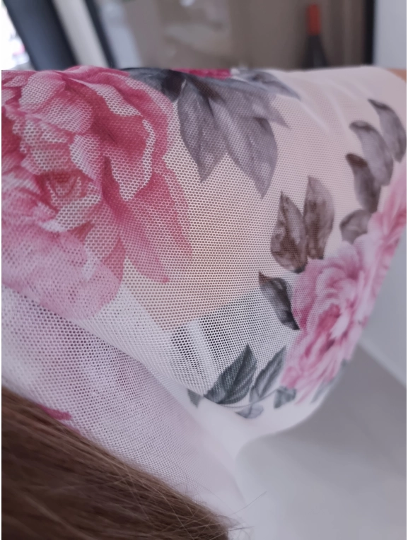 Sukienka siateczkowa KLARA 36-44 ecru peonie