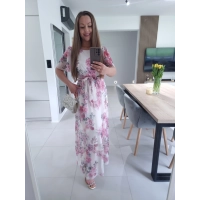 Sukienka siateczkowa KLARA 36-44 ecru peonie