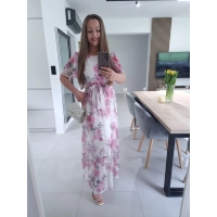 Sukienka siateczkowa KLARA 36-44 ecru peonie