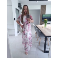 Sukienka siateczkowa KLARA 36-44 ecru peonie