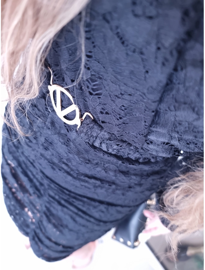 Sukienka czarna koronkowa marszczona GLORI M L XL