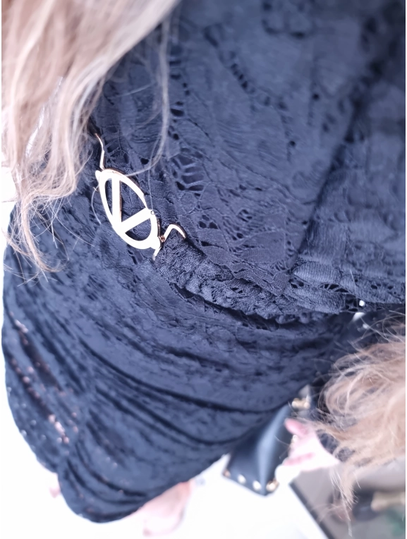 Sukienka czarna koronkowa marszczona GLORI M L XL