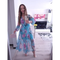 Sukienka TATIANA PLUS SIZE elegancka siateczkowa 06 blekitna roza