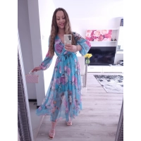 Sukienka TATIANA PLUS SIZE elegancka siateczkowa 06 blekitna roza