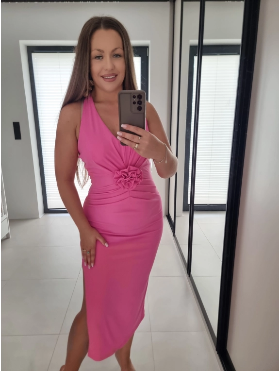 Sukienka OLIVIA z różą FUKSJA