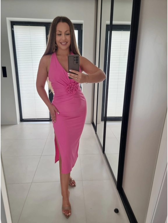 Sukienka OLIVIA z różą FUKSJA