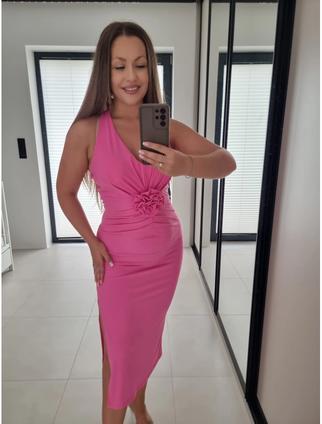 Sukienka OLIVIA z różą FUKSJA