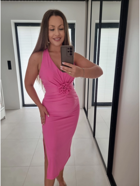 Sukienka OLIVIA z różą FUKSJA