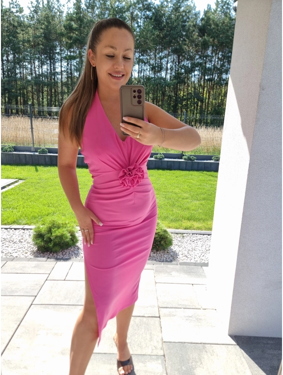 Sukienka OLIVIA z różą FUKSJA