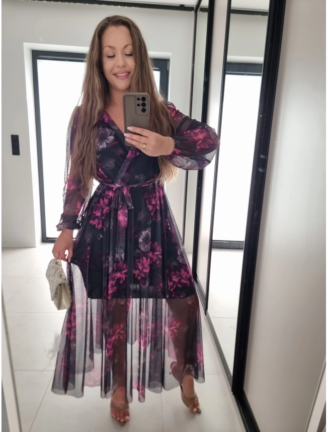 Sukienka TATIANA elegancka siateczkowa 07