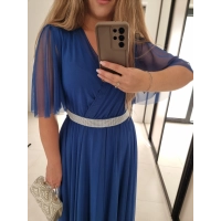 Sukienk DALIA MAXI z paskiem chaber siateczka