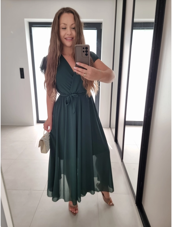 Sukienka AMARENO MAXI butelkowa zieleń L XL XXL 40-46
