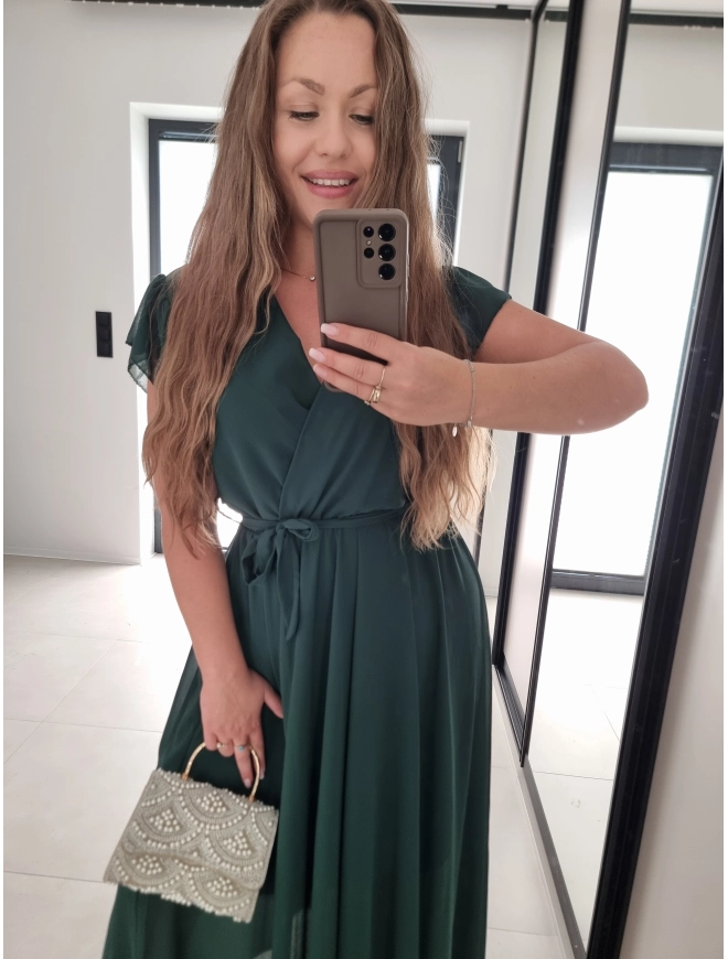 Sukienka AMARENO MAXI butelkowa zieleń L XL XXL 40-46