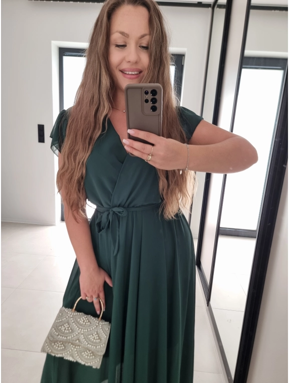 Sukienka AMARENO MAXI butelkowa zieleń L XL XXL 40-46