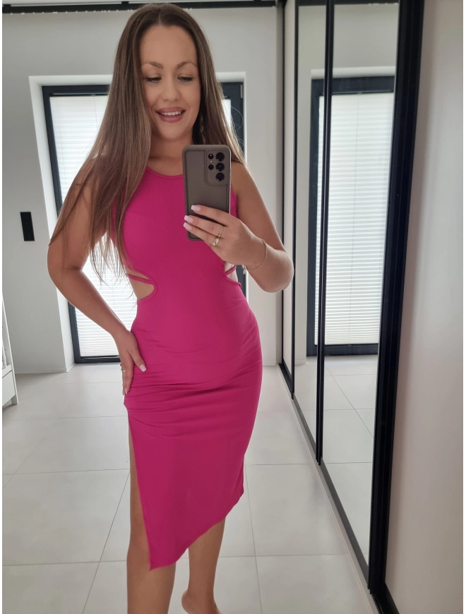 Sukienka GEORGINA dopasowana z rozcieciami