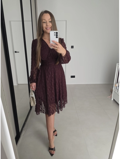 Sukienka NOA koronka motylek bordo 36-40