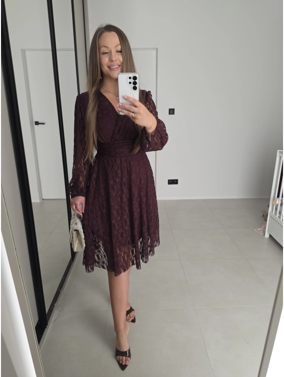 Sukienka NOA koronka motylek bordo 36-40