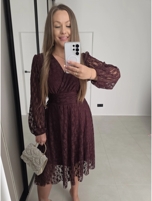 Sukienka NOA koronka motylek bordo 36-40