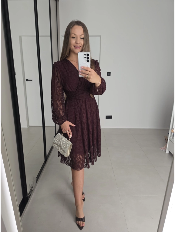 Sukienka NOA koronka motylek bordo 36-40