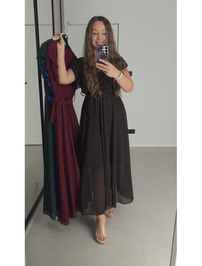Sukienka AMARENO MAXI butelkowa zieleń L XL XXL 40-46