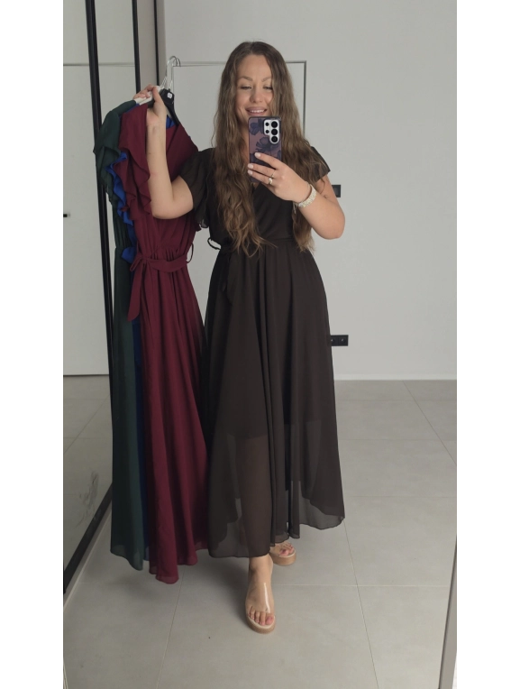 Sukienka AMARENO MAXI butelkowa zieleń L XL XXL 40-46