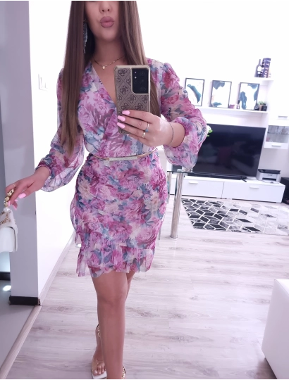 Sukienka SANTORINI siateczka elegancka z falbanką 06