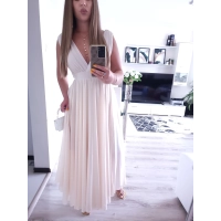 Sukienka JULIETTA MAXI elegancka SZAMPAŃSKA