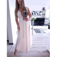 Sukienka JULIETTA MAXI elegancka SZAMPAŃSKA