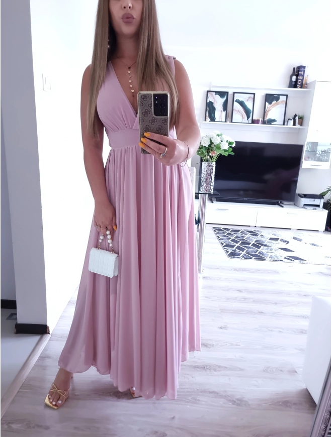 Sukienka JULIETTA MAXI elegancka róż