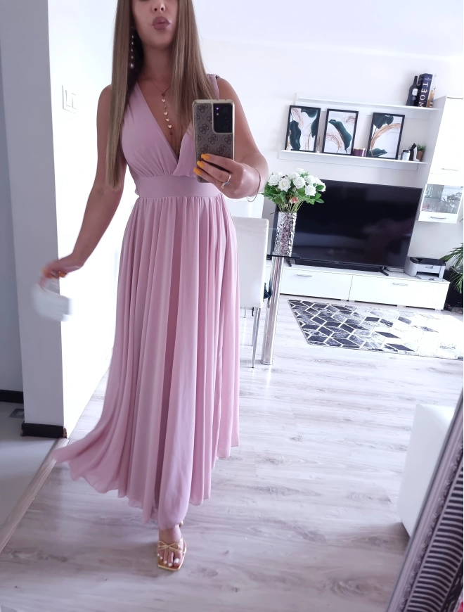 Sukienka JULIETTA MAXI elegancka róż