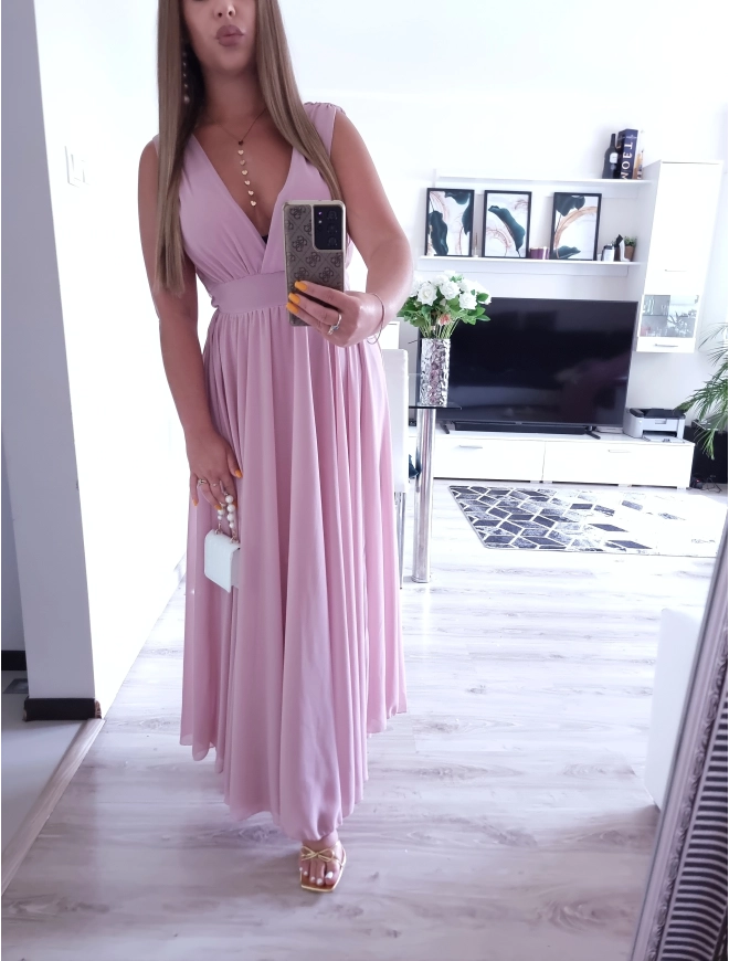 Sukienka JULIETTA MAXI elegancka róż