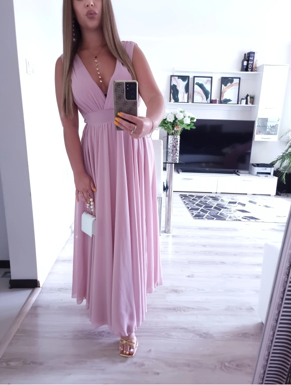 Sukienka JULIETTA MAXI elegancka róż