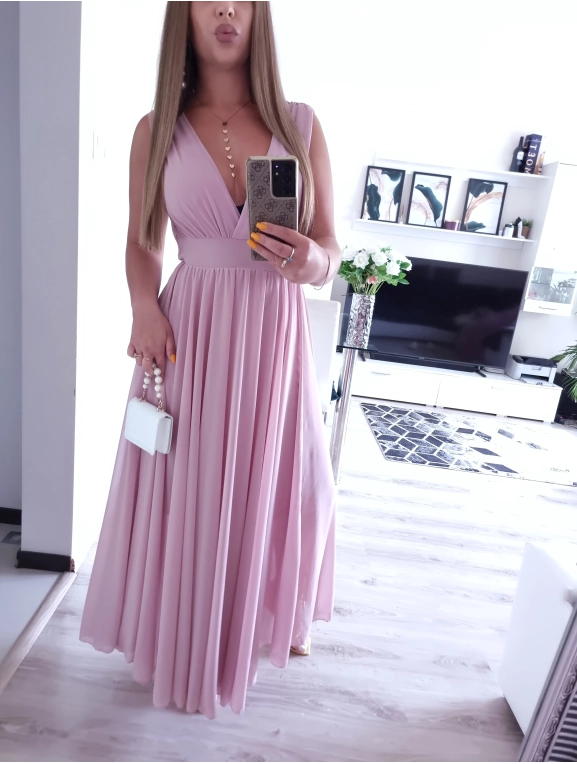 Sukienka JULIETTA MAXI elegancka róż