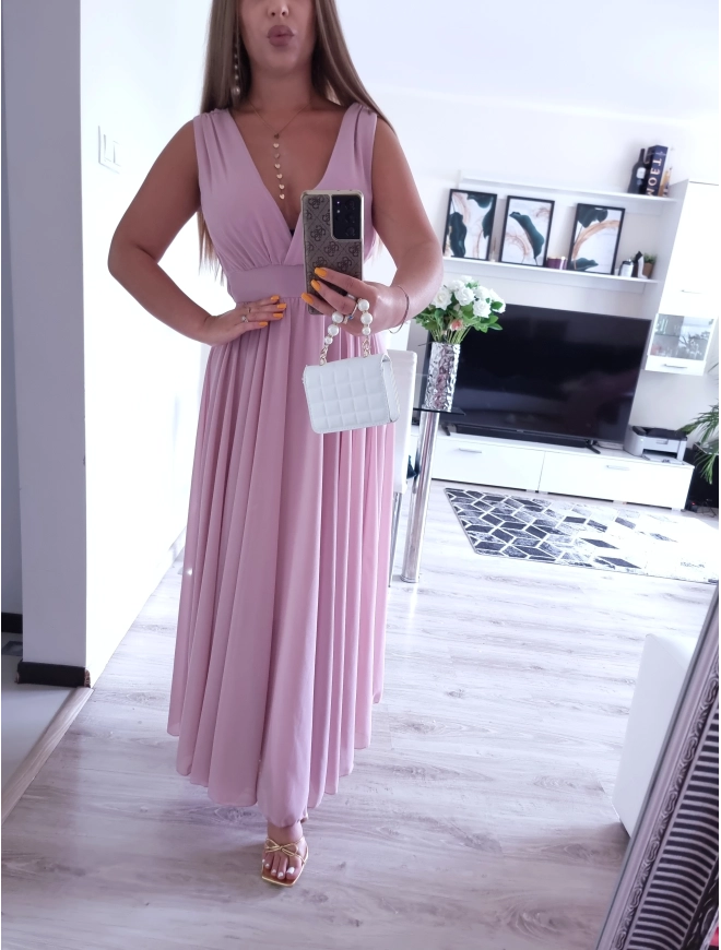 Sukienka JULIETTA MAXI elegancka róż