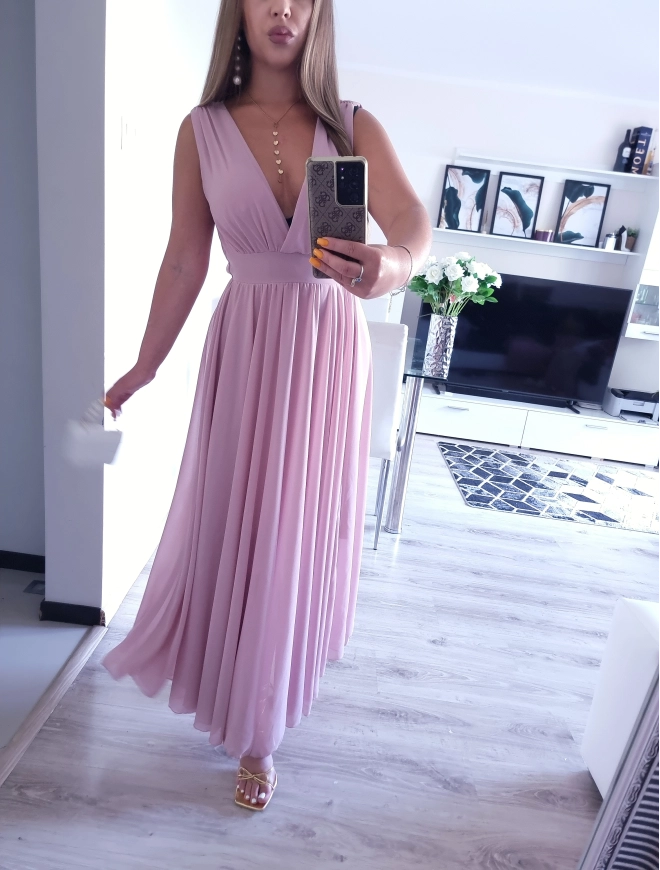 Sukienka JULIETTA MAXI elegancka róż