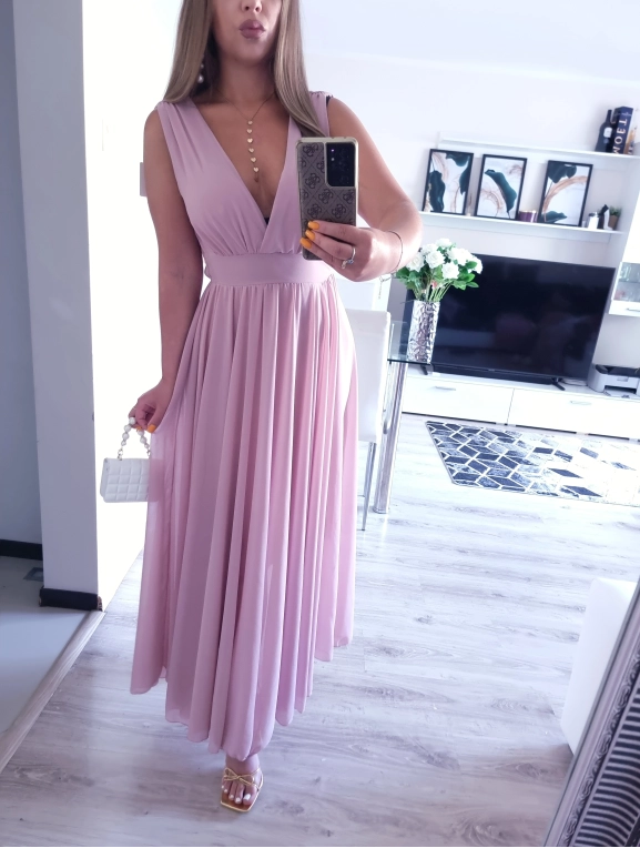 Sukienka JULIETTA MAXI elegancka róż