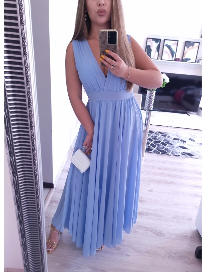 Sukienka JULIETTA MAXI elegancka blekit