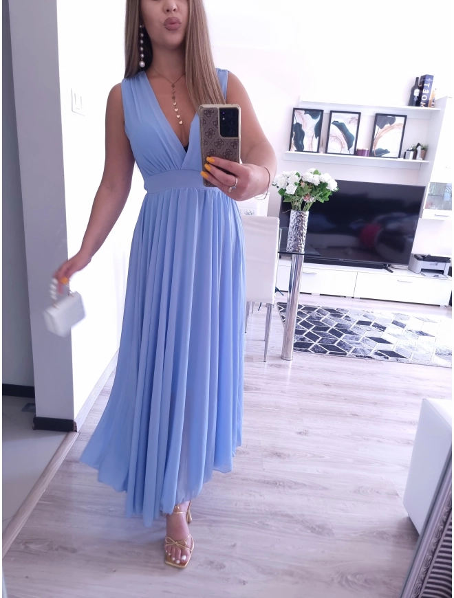 Sukienka JULIETTA MAXI elegancka blekit