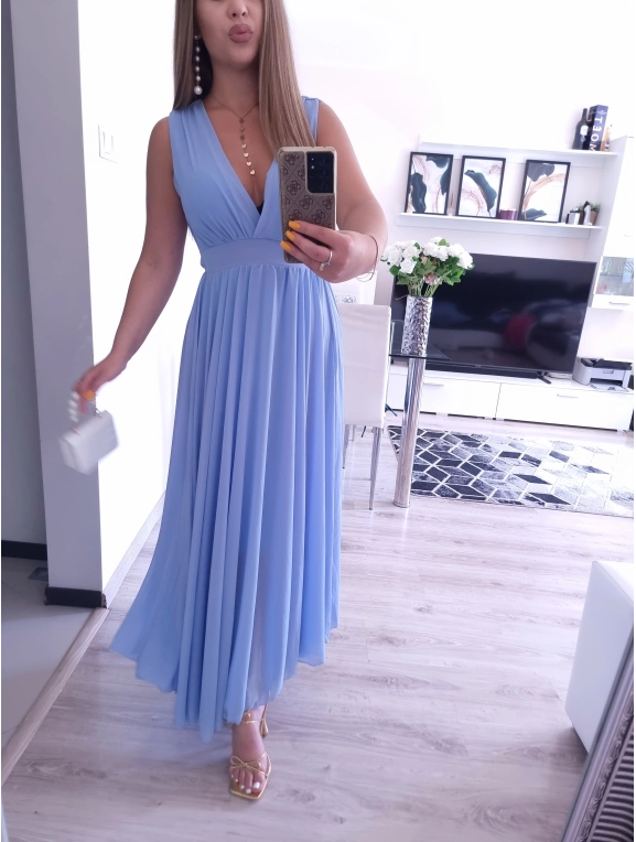 Sukienka JULIETTA MAXI elegancka blekit