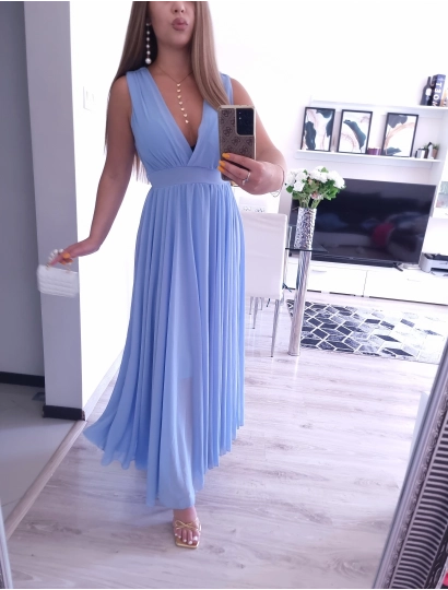 Sukienka JULIETTA MAXI elegancka blekit