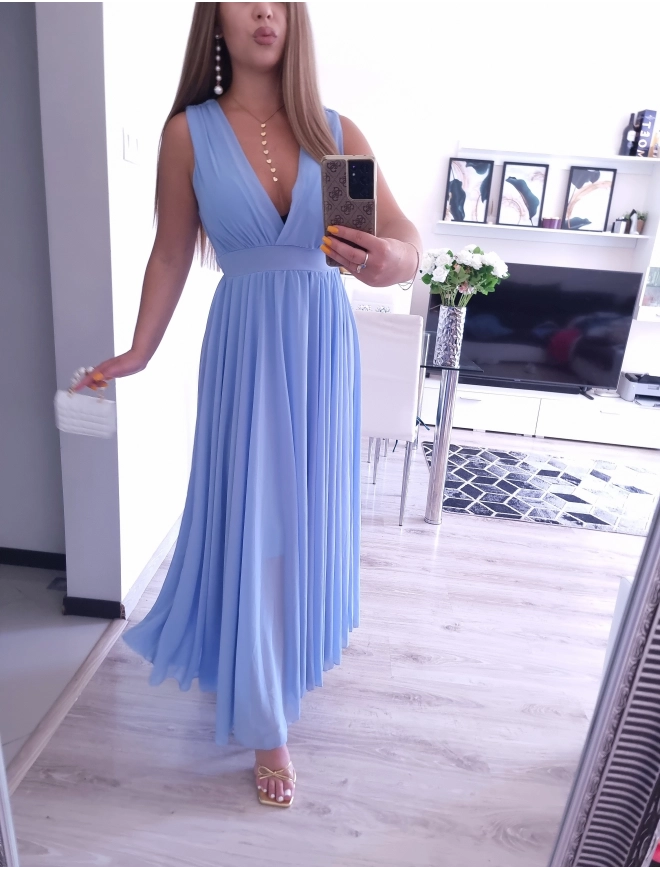 Sukienka JULIETTA MAXI elegancka blekit