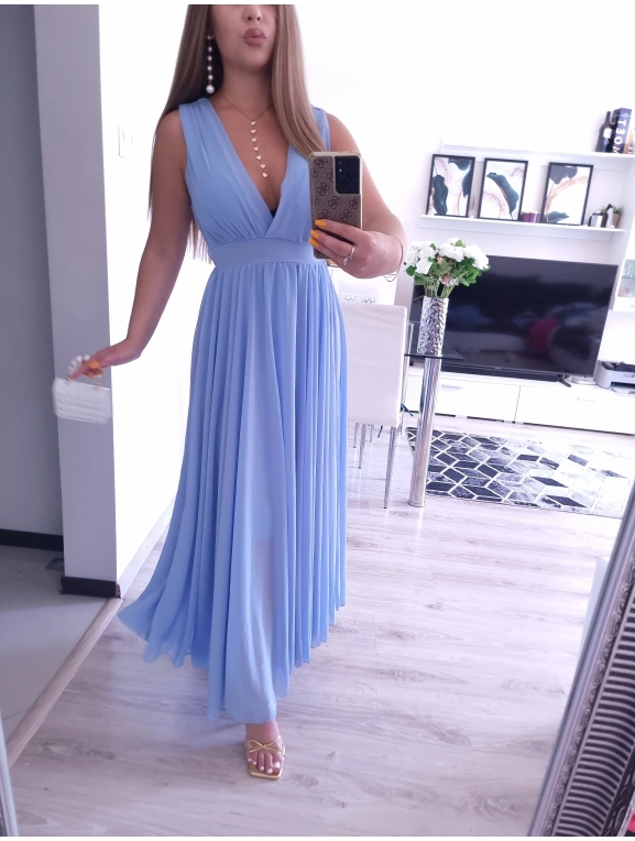 Sukienka JULIETTA MAXI elegancka blekit