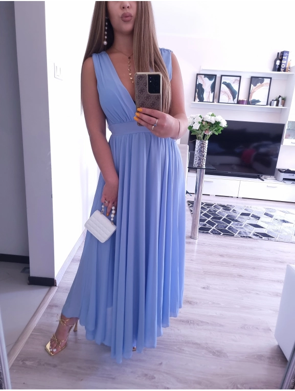 Sukienka JULIETTA MAXI elegancka blekit