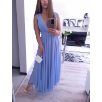 Sukienka JULIETTA MAXI elegancka blekit